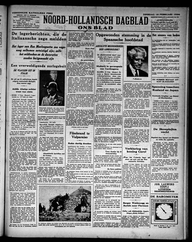 Noord-Hollandsch Dagblad : ons blad 1936-02-18