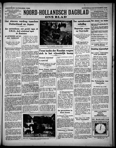 Noord-Hollandsch Dagblad : ons blad 1936-11-26