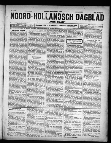 Noord-Hollandsch Dagblad : ons blad 1924-09-06