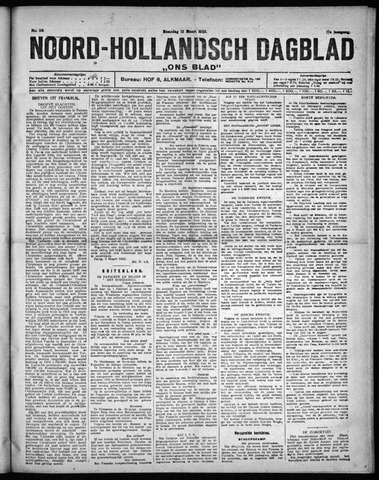 Noord-Hollandsch Dagblad : ons blad 1923-03-12