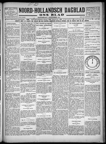 Noord-Hollandsch Dagblad : ons blad 1931-11-05