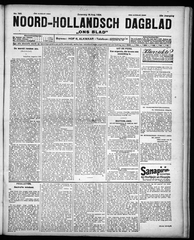 Noord-Hollandsch Dagblad : ons blad 1928-08-18