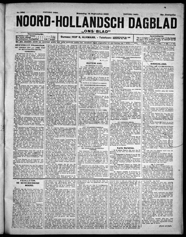 Noord-Hollandsch Dagblad : ons blad 1925-09-14