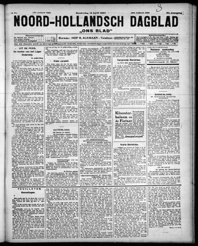 Noord-Hollandsch Dagblad : ons blad 1927-04-14