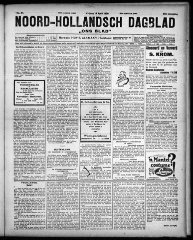 Noord-Hollandsch Dagblad : ons blad 1929-04-19