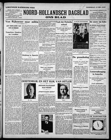 Noord-Hollandsch Dagblad : ons blad 1933-05-10
