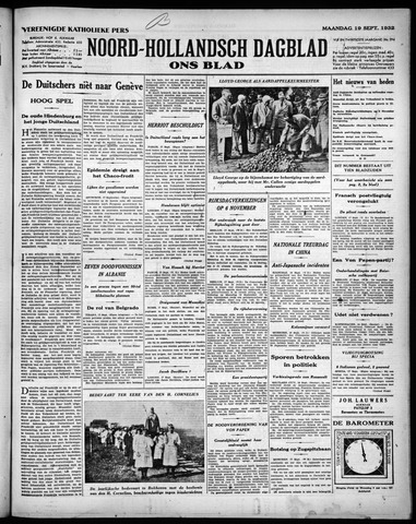 Noord-Hollandsch Dagblad : ons blad 1932-09-19