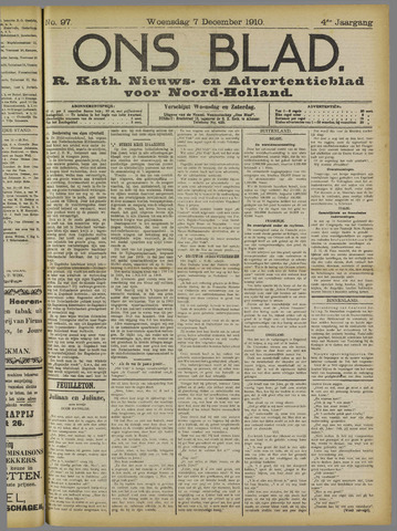 Ons Blad : katholiek nieuwsblad voor N-H 1910-12-07
