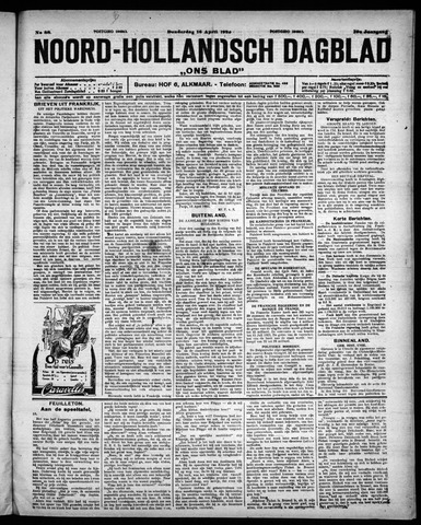 Noord-Hollandsch Dagblad : ons blad 1925-04-16