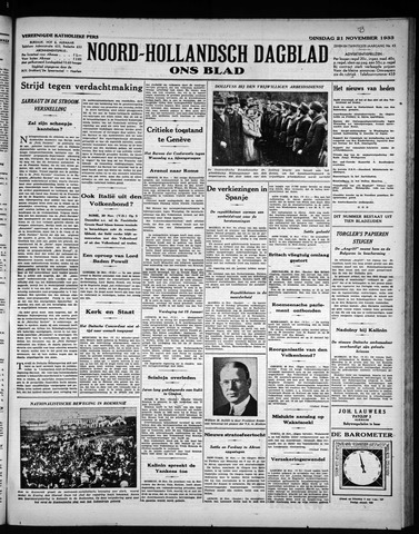Noord-Hollandsch Dagblad : ons blad 1933-11-21