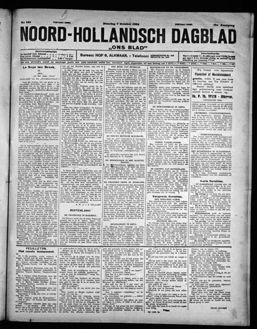 Noord-Hollandsch Dagblad : ons blad 1924-10-07