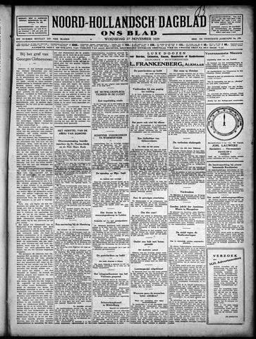 Noord-Hollandsch Dagblad : ons blad 1929-11-27