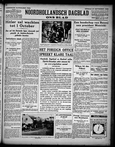 Noord-Hollandsch Dagblad : ons blad 1938-09-27