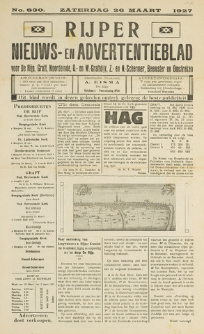 Rijper Nieuws- en Advertentieblad 1927-03-26