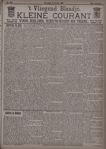 Vliegend blaadje : nieuws- en advertentiebode voor Den Helder 1893-10-18
