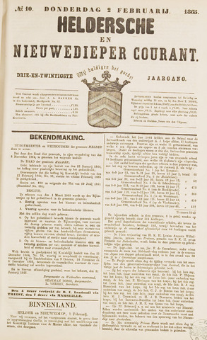 Heldersche en Nieuwedieper Courant 1865-02-02