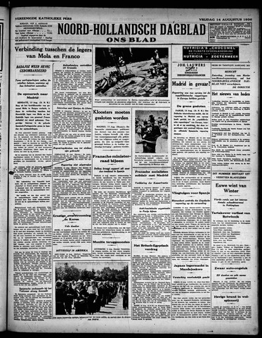 Noord-Hollandsch Dagblad : ons blad 1936-08-14