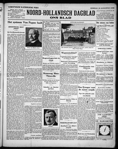 Noord-Hollandsch Dagblad : ons blad 1932-08-16