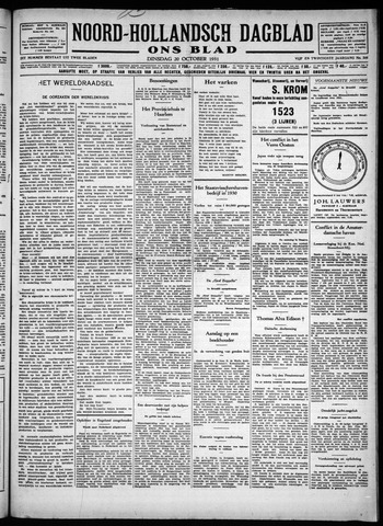 Noord-Hollandsch Dagblad : ons blad 1931-10-20