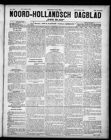 Noord-Hollandsch Dagblad : ons blad 1928-08-01