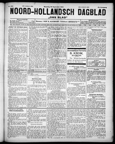Noord-Hollandsch Dagblad : ons blad 1927-09-26