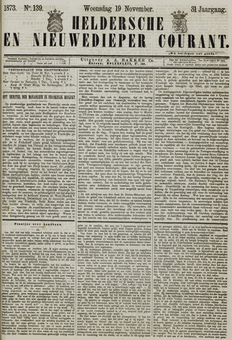 Heldersche en Nieuwedieper Courant 1873-11-19
