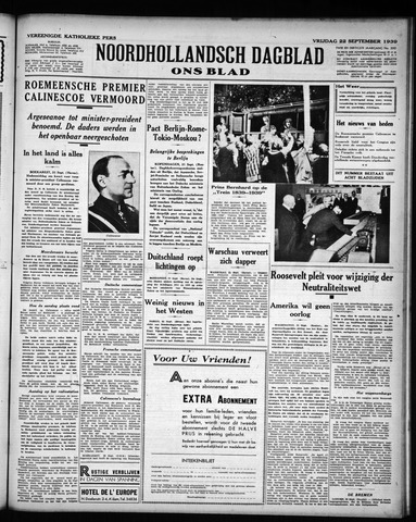 Noord-Hollandsch Dagblad : ons blad 1939-09-22