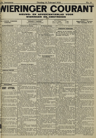 Wieringer courant 1926-02-16