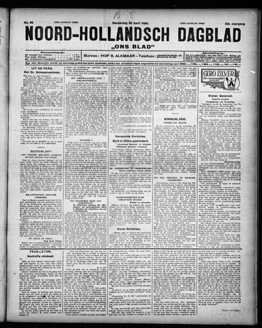 Noord-Hollandsch Dagblad : ons blad 1928-04-26