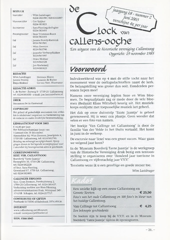 De Clock van Callens-Ooghe 2003-06-01