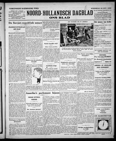 Noord-Hollandsch Dagblad : ons blad 1932-11-30