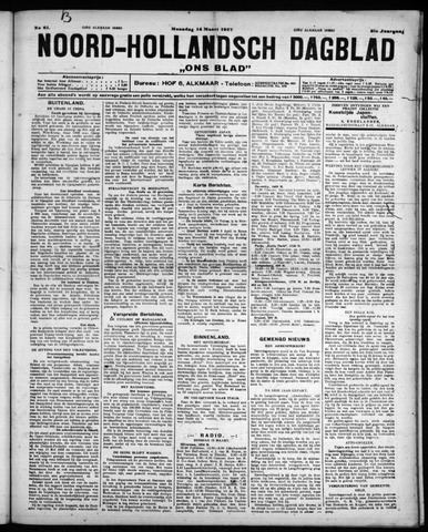Noord-Hollandsch Dagblad : ons blad 1927-03-14