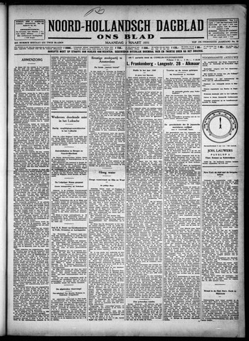 Noord-Hollandsch Dagblad : ons blad 1931-03-02