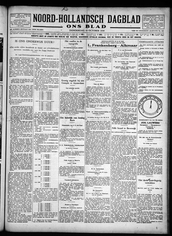 Noord-Hollandsch Dagblad : ons blad 1930-10-16