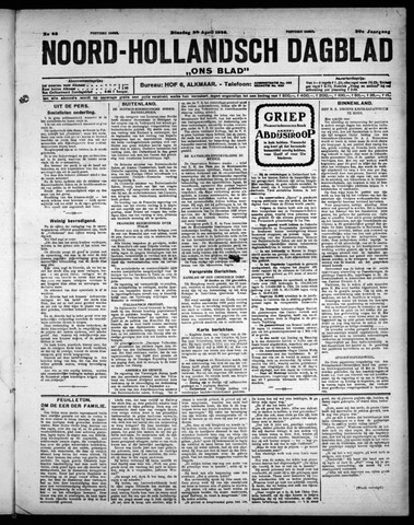 Noord-Hollandsch Dagblad : ons blad 1926-04-20