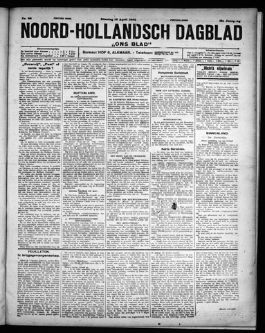 Noord-Hollandsch Dagblad : ons blad 1924-04-15