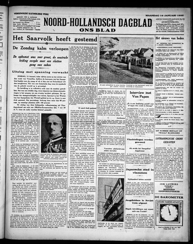 Noord-Hollandsch Dagblad : ons blad 1935-01-14