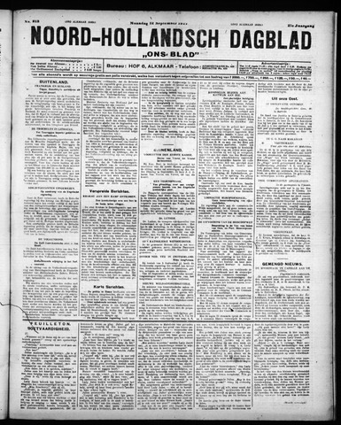 Noord-Hollandsch Dagblad : ons blad 1927-09-12