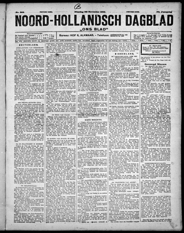 Noord-Hollandsch Dagblad : ons blad 1923-11-20