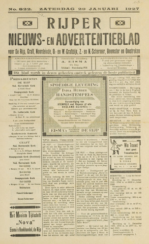Rijper Nieuws- en Advertentieblad 1927-01-29