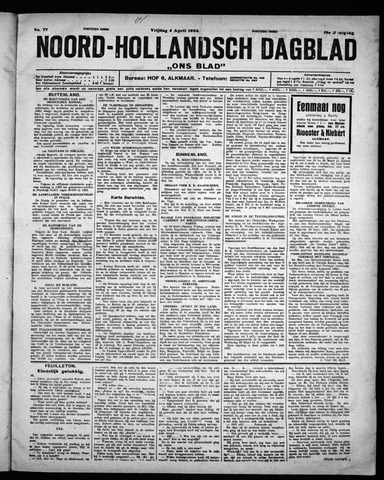 Noord-Hollandsch Dagblad : ons blad 1924-04-04