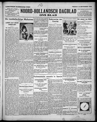 Noord-Hollandsch Dagblad : ons blad 1932-09-16