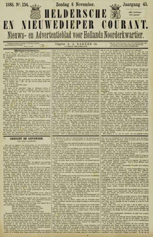 Heldersche en Nieuwedieper Courant 1885-11-08