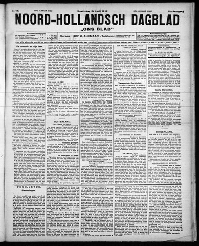 Noord-Hollandsch Dagblad : ons blad 1927-04-21