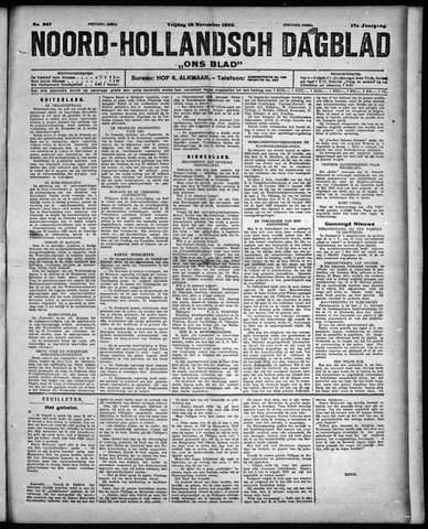 Noord-Hollandsch Dagblad : ons blad 1923-11-16