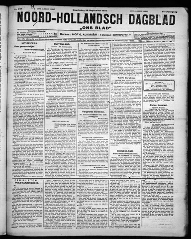 Noord-Hollandsch Dagblad : ons blad 1927-09-29