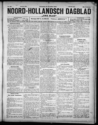 Noord-Hollandsch Dagblad : ons blad 1924-11-12