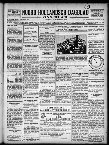 Noord-Hollandsch Dagblad : ons blad 1929-11-15