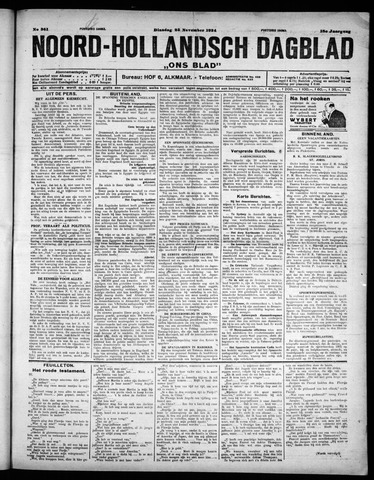 Noord-Hollandsch Dagblad : ons blad 1924-11-25