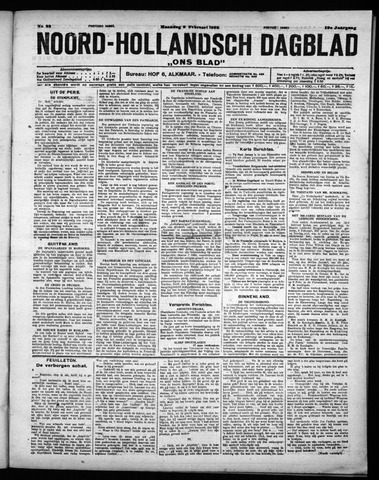 Noord-Hollandsch Dagblad : ons blad 1925-02-09